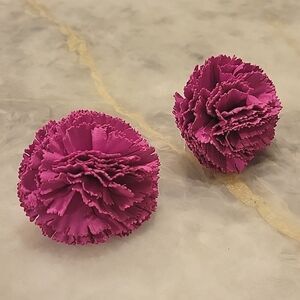 NWT Kate Spade RARE Pink Carnation Flower Fiesta Pom Rosette Large Earrings NEW